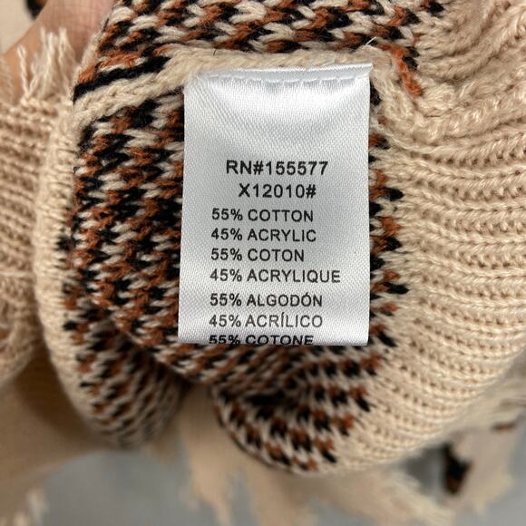 Miracle Oversized Distressed Sweater Cream w/ Brown & Black Leopard Print - Picture 6 of 7